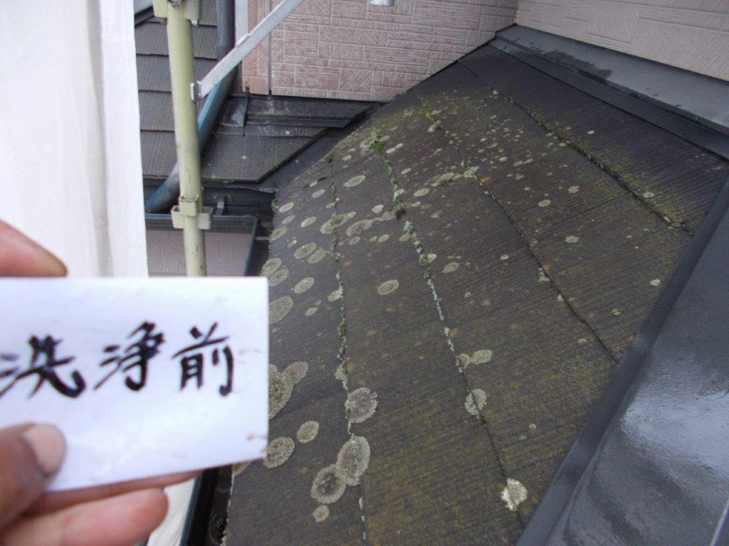 下屋根の高圧洗浄前